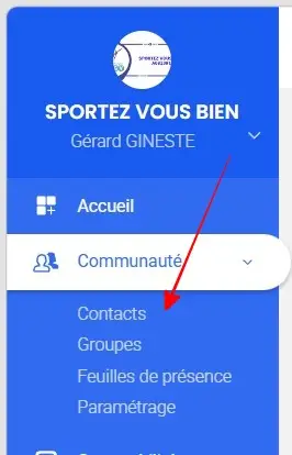 Liste des contacts AssoConnect